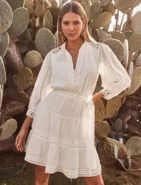 Chic Cecilia Crochet Mini Dress with Elegant Trim