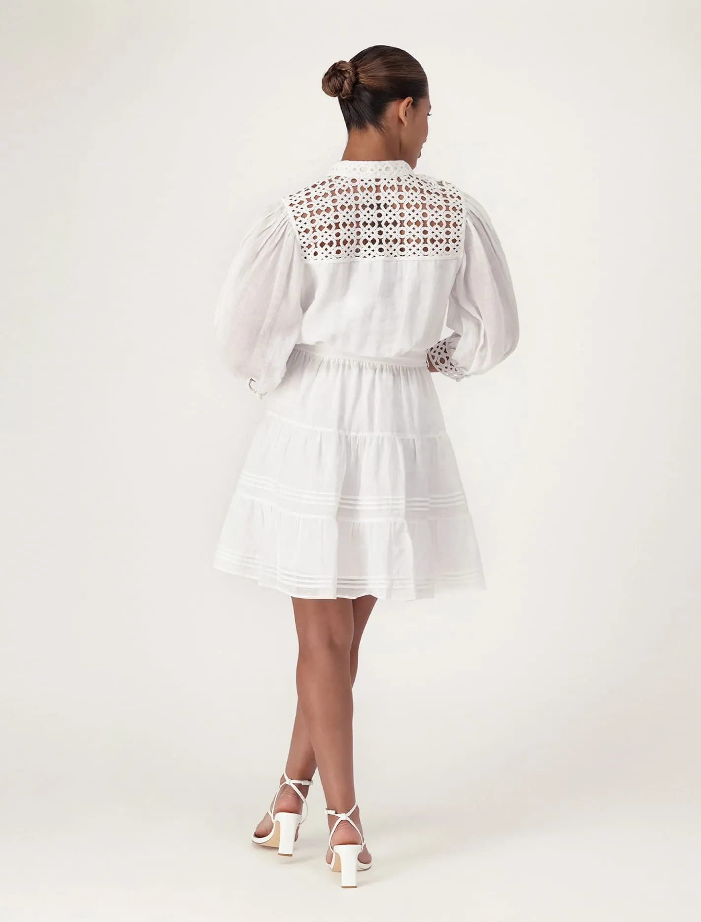Chic Cecilia Crochet Mini Dress with Elegant Trim