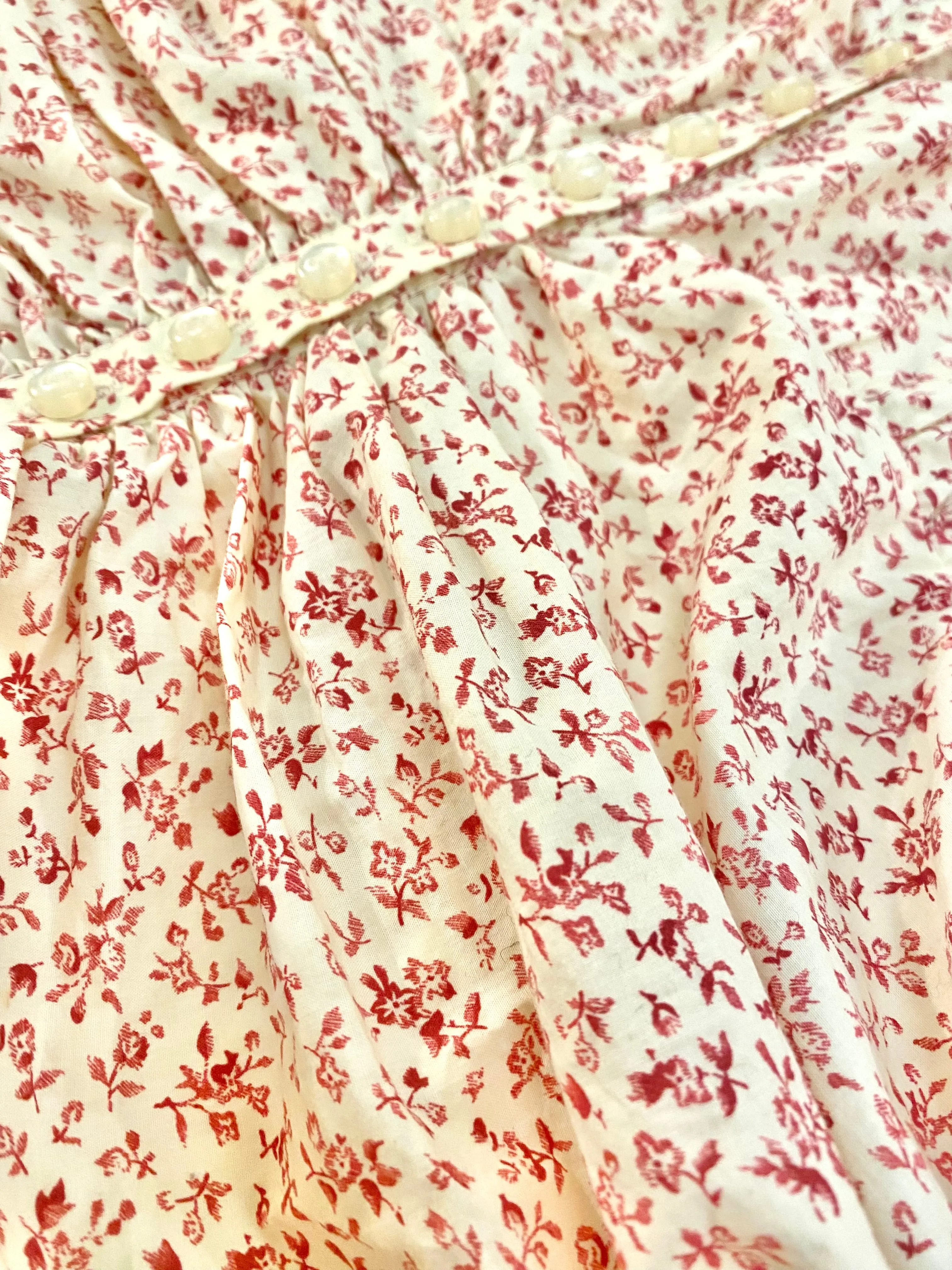 Floral Gathered Button Up Cocktail Dress (Vintage)