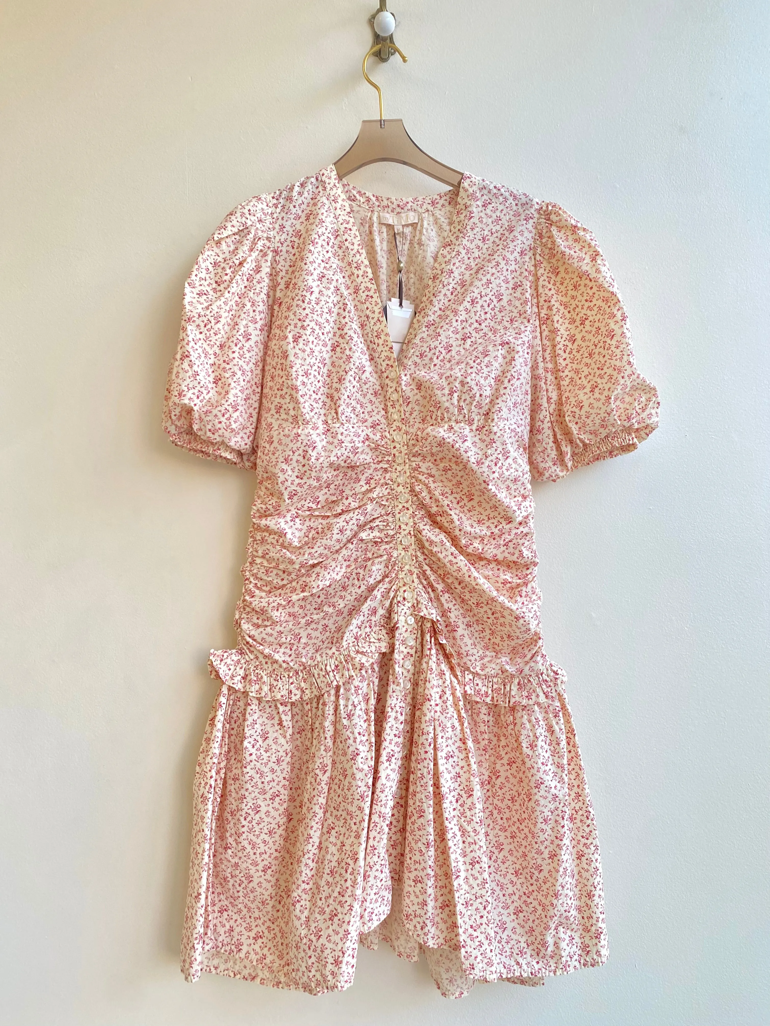 Floral Gathered Button Up Cocktail Dress (Vintage)