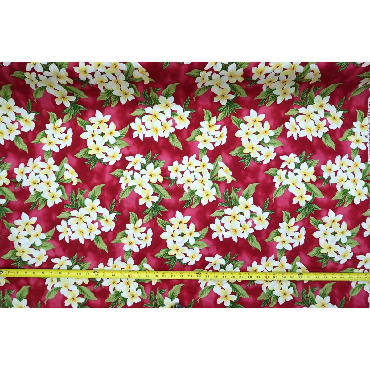 Plumeria Bouquet Hawaiian Fabric | Red RED-0002C