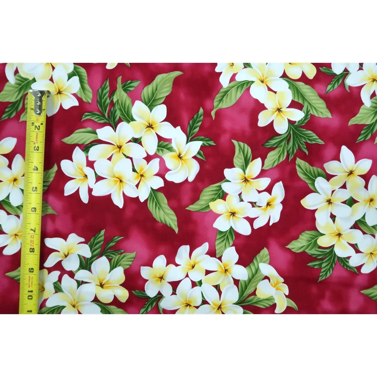 Plumeria Bouquet Hawaiian Fabric | Red RED-0002C