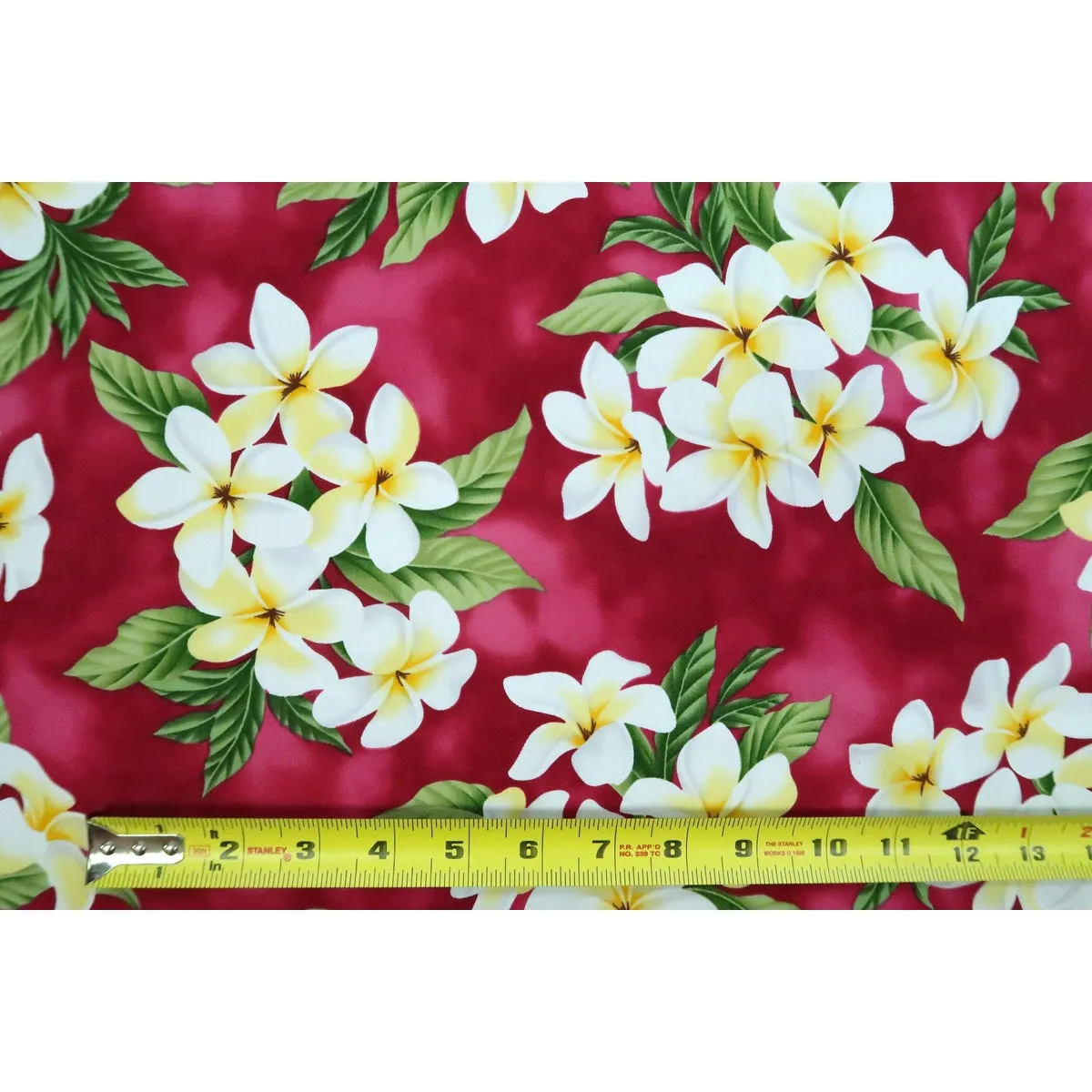 Plumeria Bouquet Hawaiian Fabric | Red RED-0002C