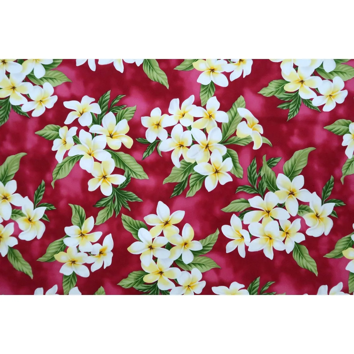 Plumeria Bouquet Hawaiian Fabric | Red RED-0002C