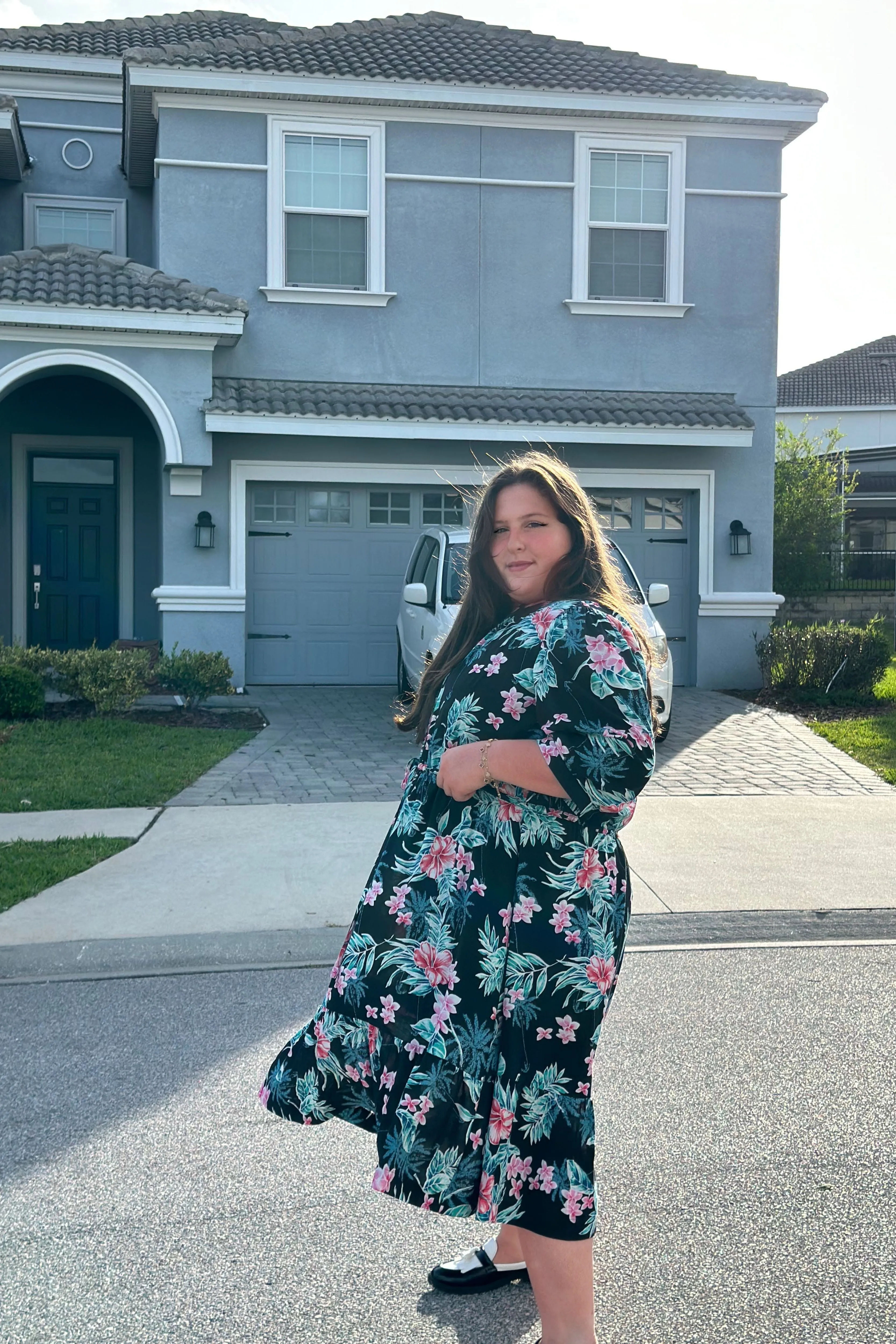 The Drawstring Dress (Black Floral)
