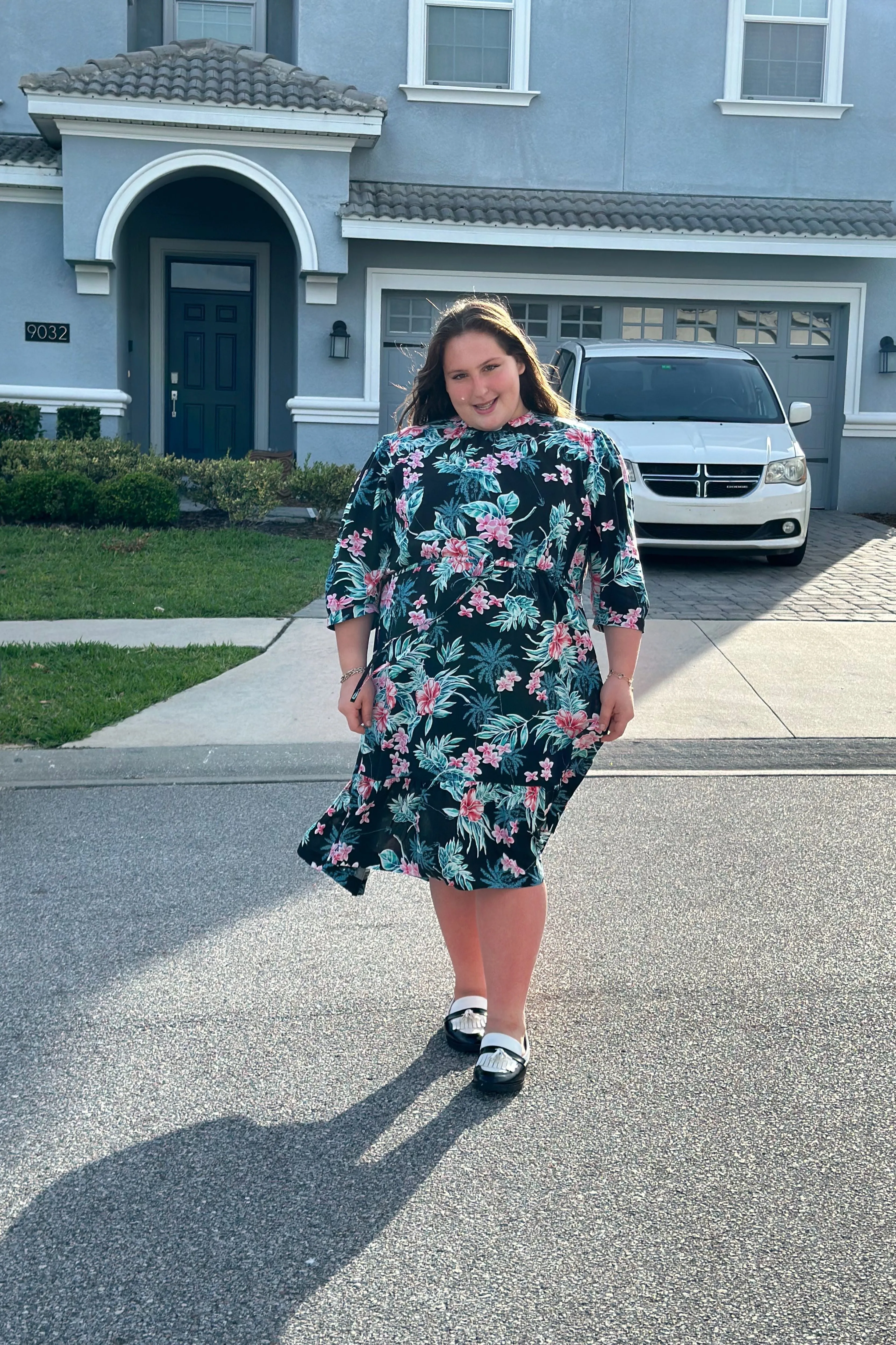 The Drawstring Dress (Black Floral)